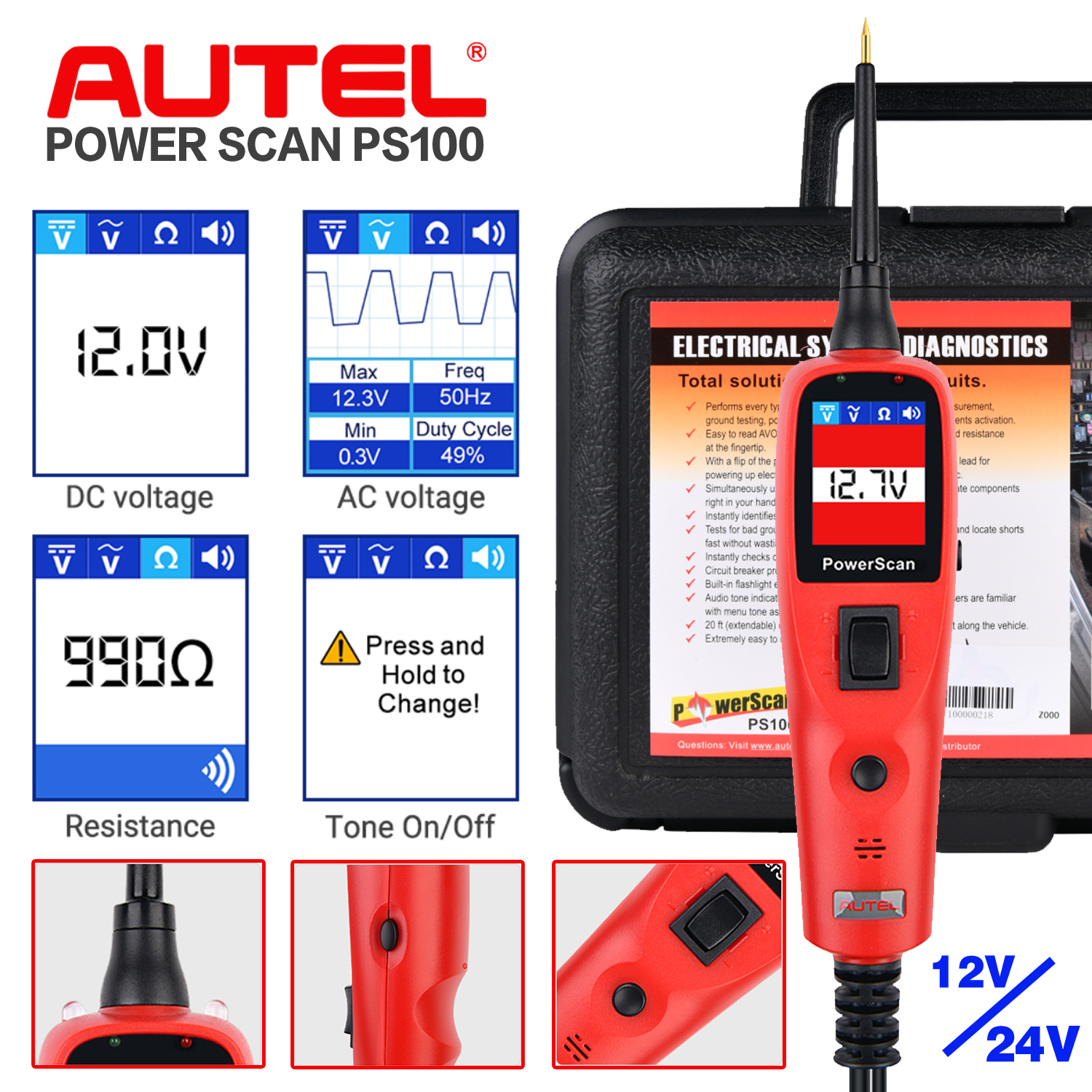Power Tools In Automotive - Autel PowerScan PS100 Car Electrical Circuit