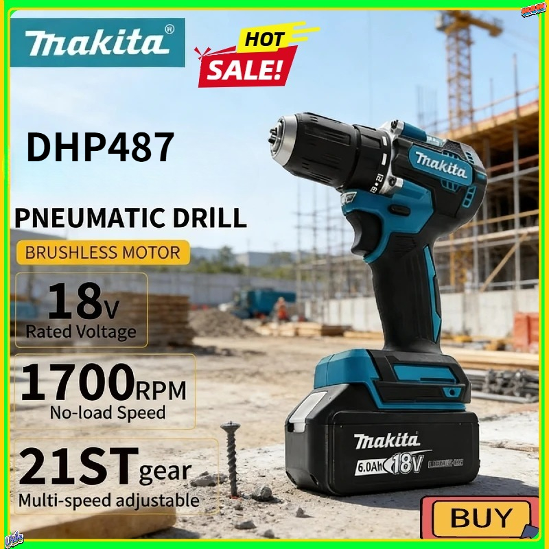 Cordless Drill Driver - Makita DHP487 LXT Brushless Impact Drill