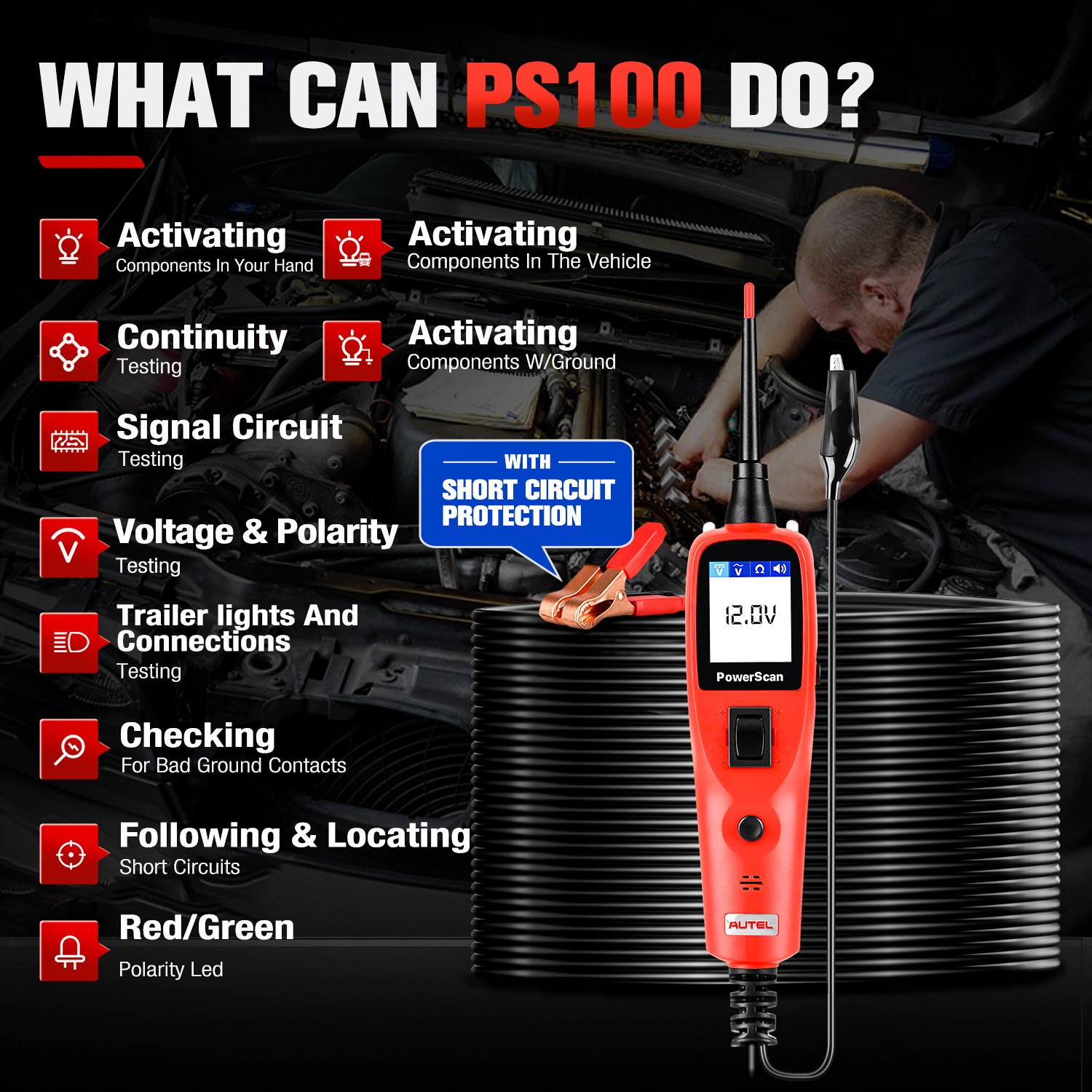 Autel PowerScan PS100 Car Elec - Power Tools In Automotive review and price