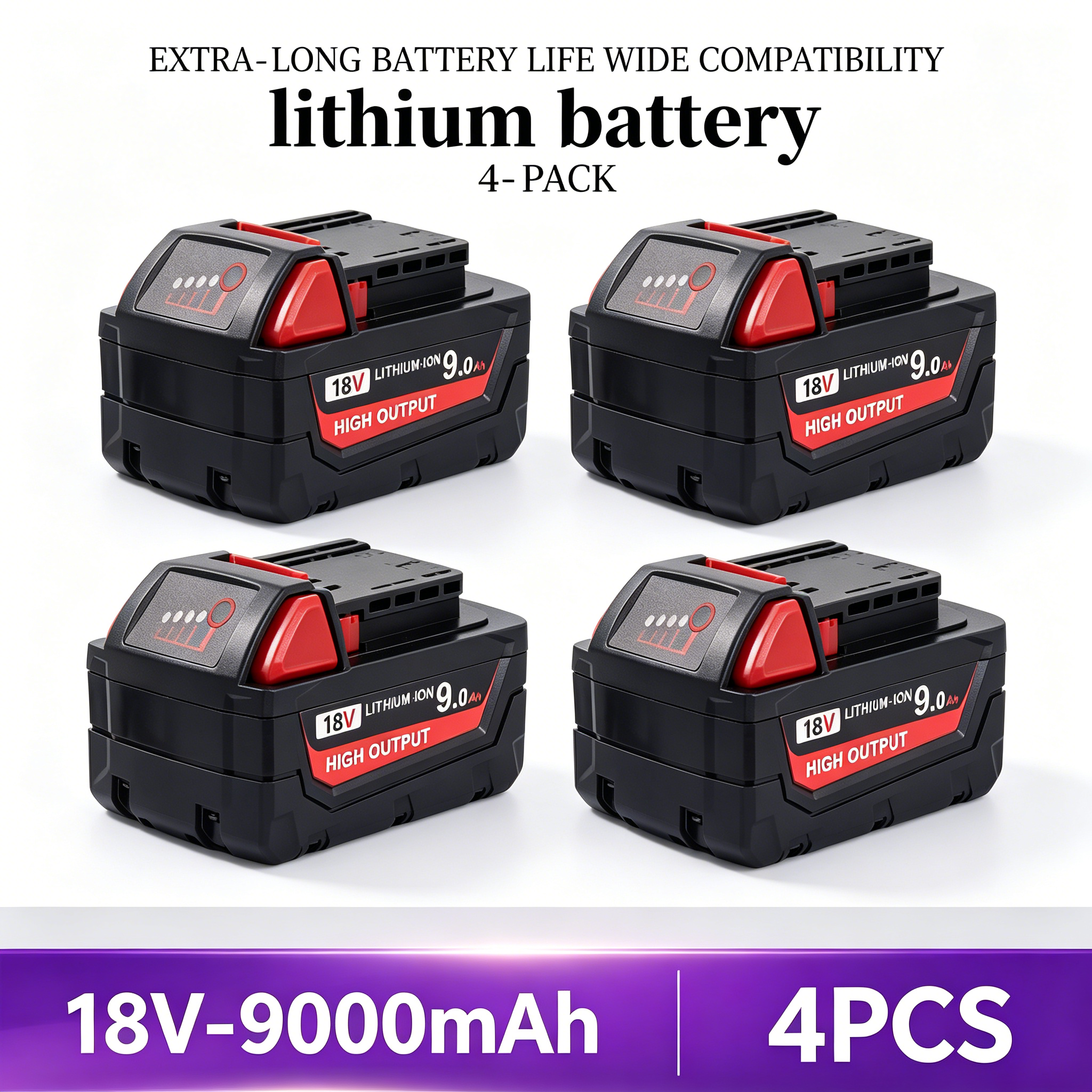 4Pack 9.0Ah Battery For Milwau - Power Tools Milwaukee review and price