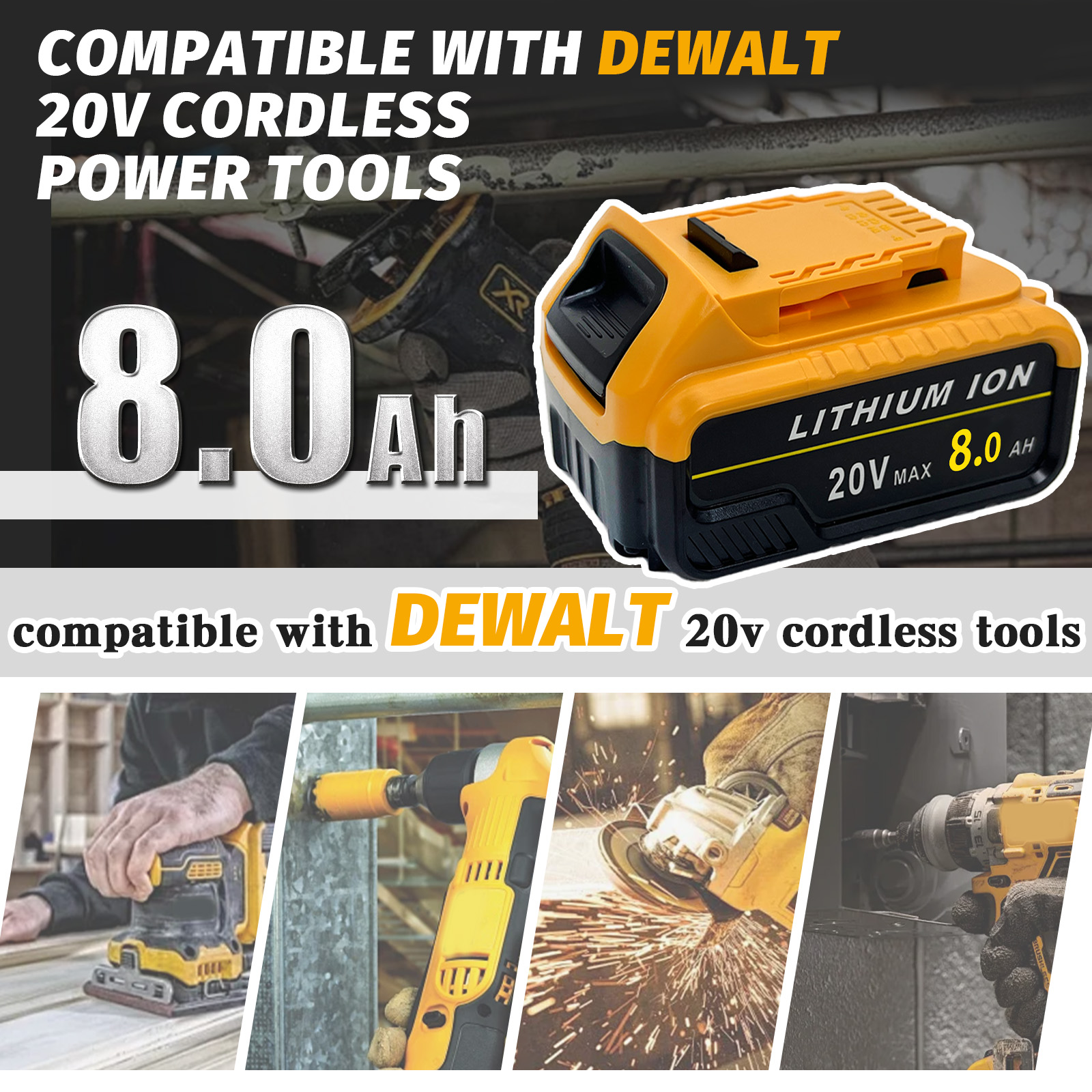 20V 8.0Ah Lithium-ion Replacem - Power Tools Used review and price
